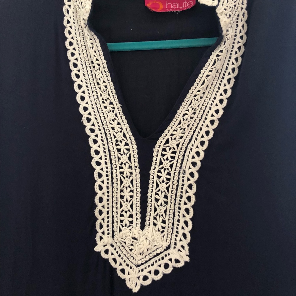 Haute Couture Navy 3/4 sleeve dress - Picture 3 of 5